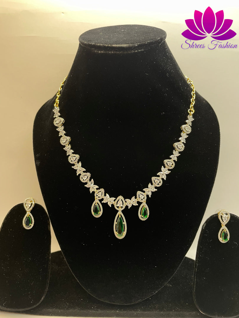 Green stone sale diamond necklace