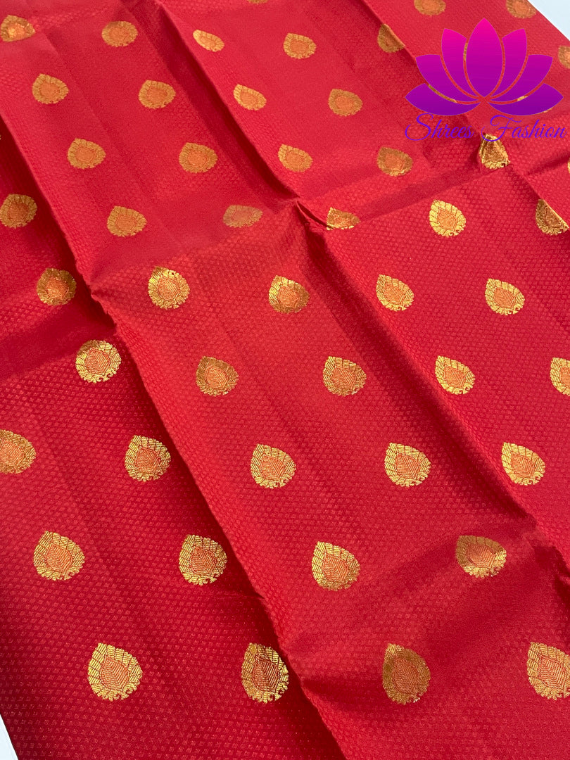 Red with Violet Colour Gold Zari Design Kanchipuram Silk Saree - Shrees  Fashion Australia