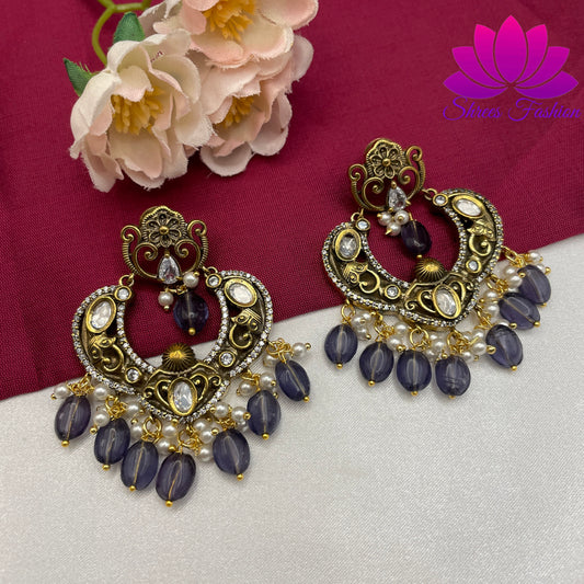 Lavish Victorian Charms: Earrings Adorned with Lavender Beads - Shrees  Fashion Australia