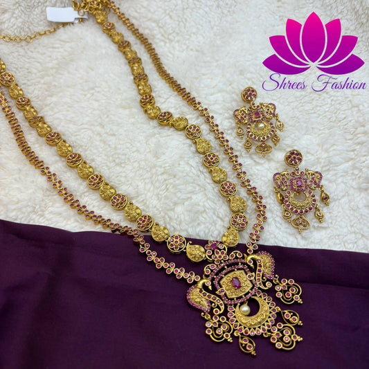 Mango Melody: Double Layer Mango Design Haram with Exquisite Pendant"