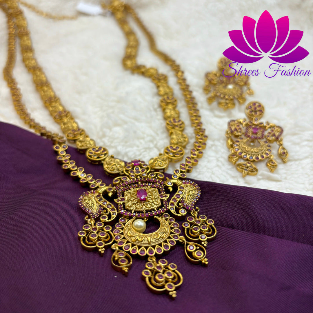 Mango Melody: Double Layer Mango Design Haram with Exquisite Pendant"