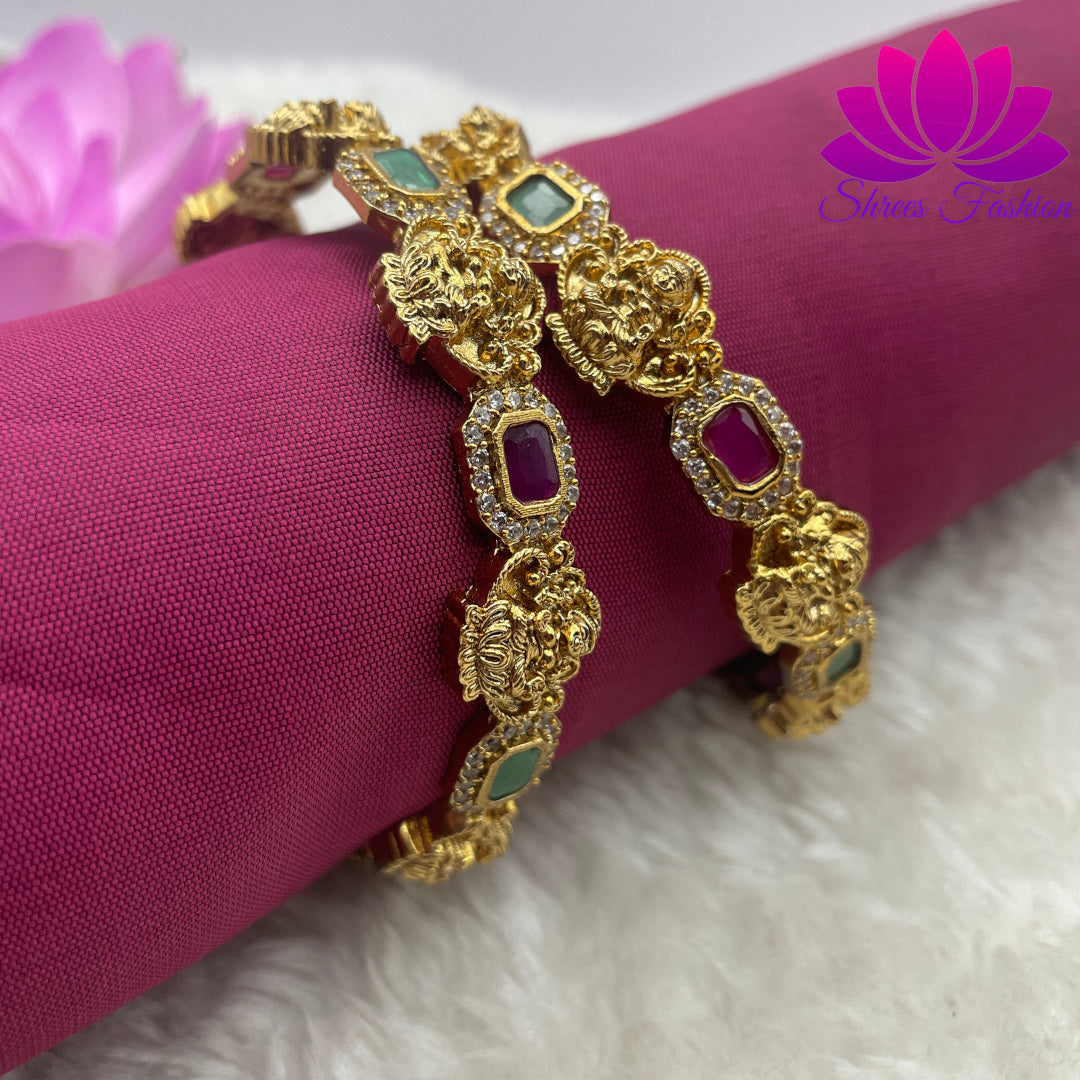 Radiant Reverence: CZ Stone Temple-inspired Bangles