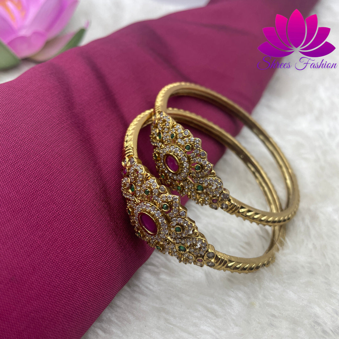 Sublime Brilliance: Very Fine CZ Stones Kada-Type Matte Finish Bangles