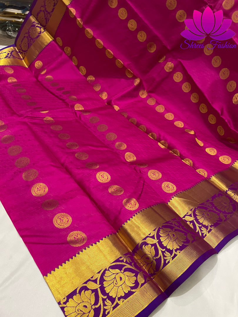 Magenta With Dark Blue Color Kanchipuram Silk Saree | Silk Mark India Certified - Shrees  Fashion Australia