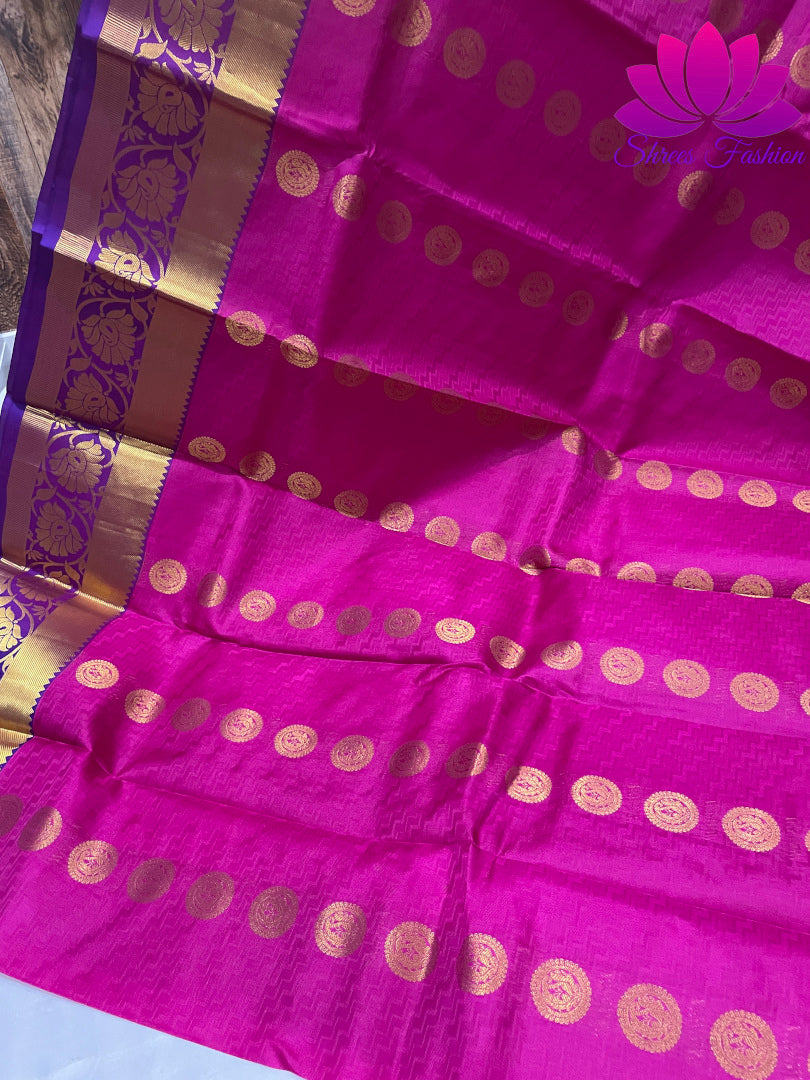 Magenta With Dark Blue Color Kanchipuram Silk Saree | Silk Mark India Certified - Shrees  Fashion Australia