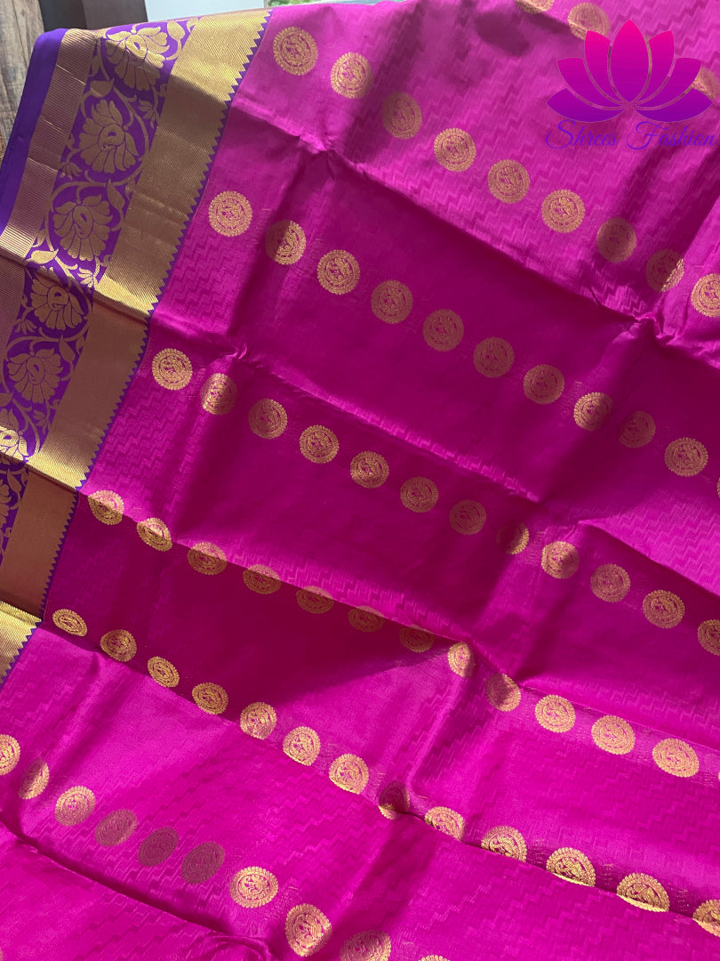 Magenta With Dark Blue Color Kanchipuram Silk Saree | Silk Mark India Certified - Shrees  Fashion Australia