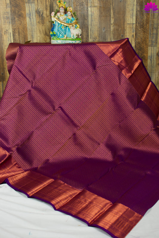 Purple Copper Zari Silk Saree | Kanchipuram Silk | Silk Mark Certified - Shrees  Fashion Australia