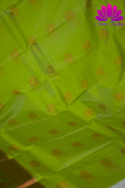 Pastel Green with Cyan| Kanchipuram Silk | Silk Mark Certified - Shrees  Fashion Australia